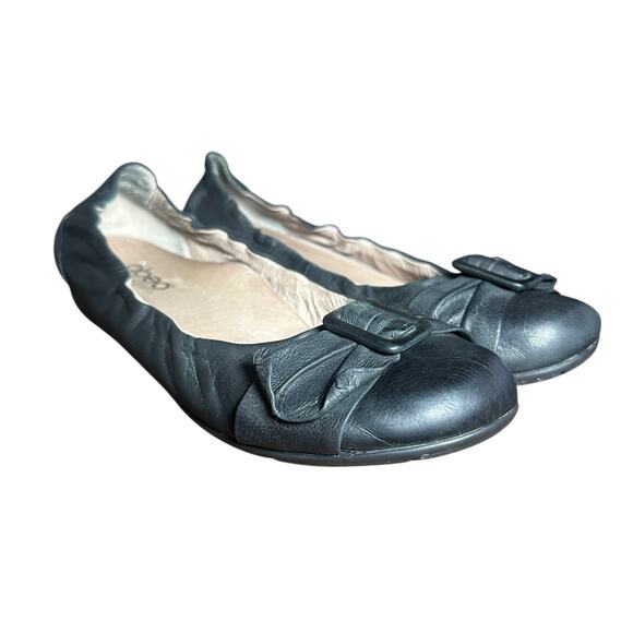 Abeo Leather Ballet Flats Black Size 8M  Bow Accent Tabatha - Picture 2 of 10